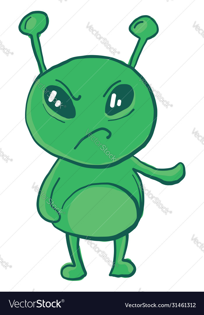 Scared alien on white background Royalty Free Vector Image