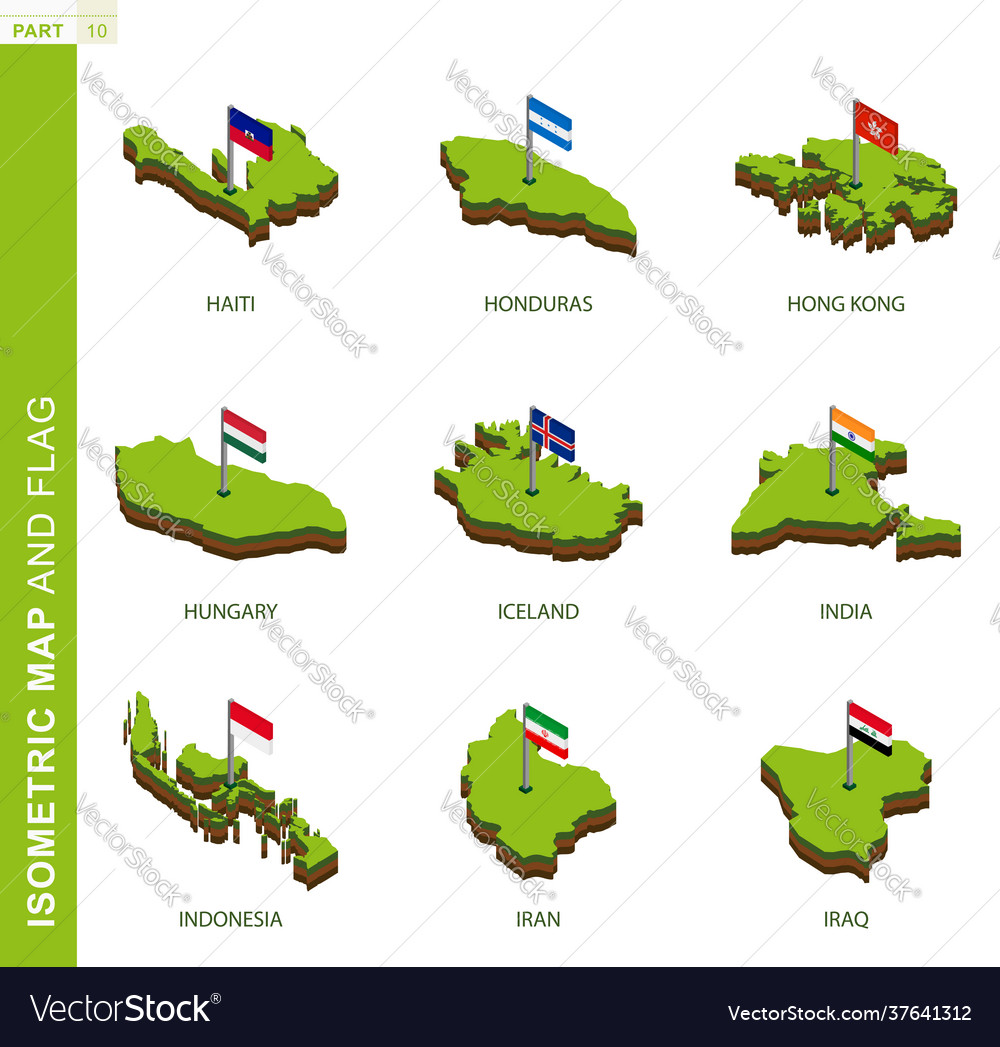 Set 9 Isometric Map And Flag 3d Shape Royalty Free Vector Set 9 Isometric Map And Flag 3d Shape Royalty Free Vector