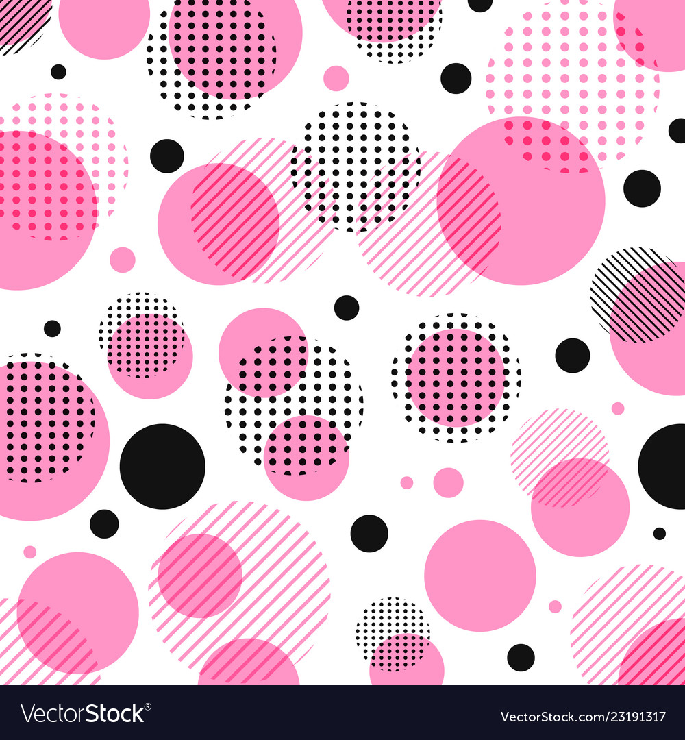 Abstract Modern Pink Black Dots Pattern With Vector Image