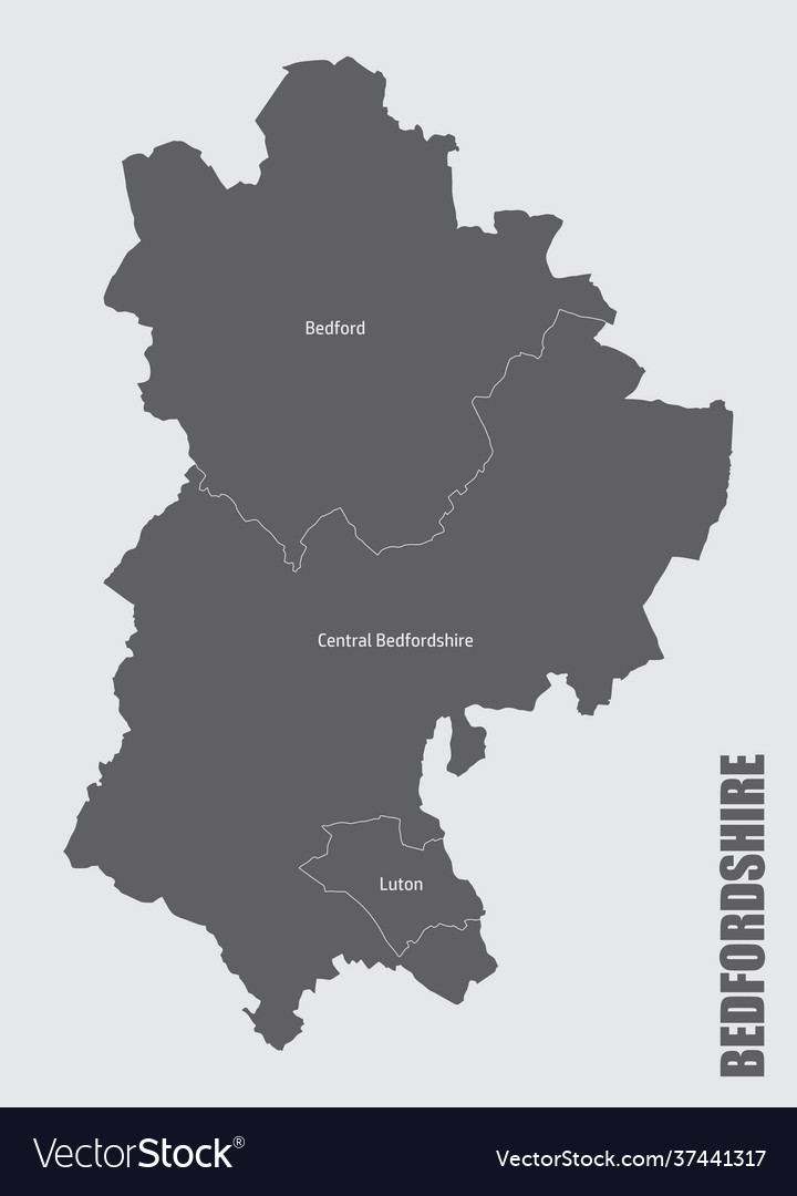 Bedfordshire county administrative map Royalty Free Vector