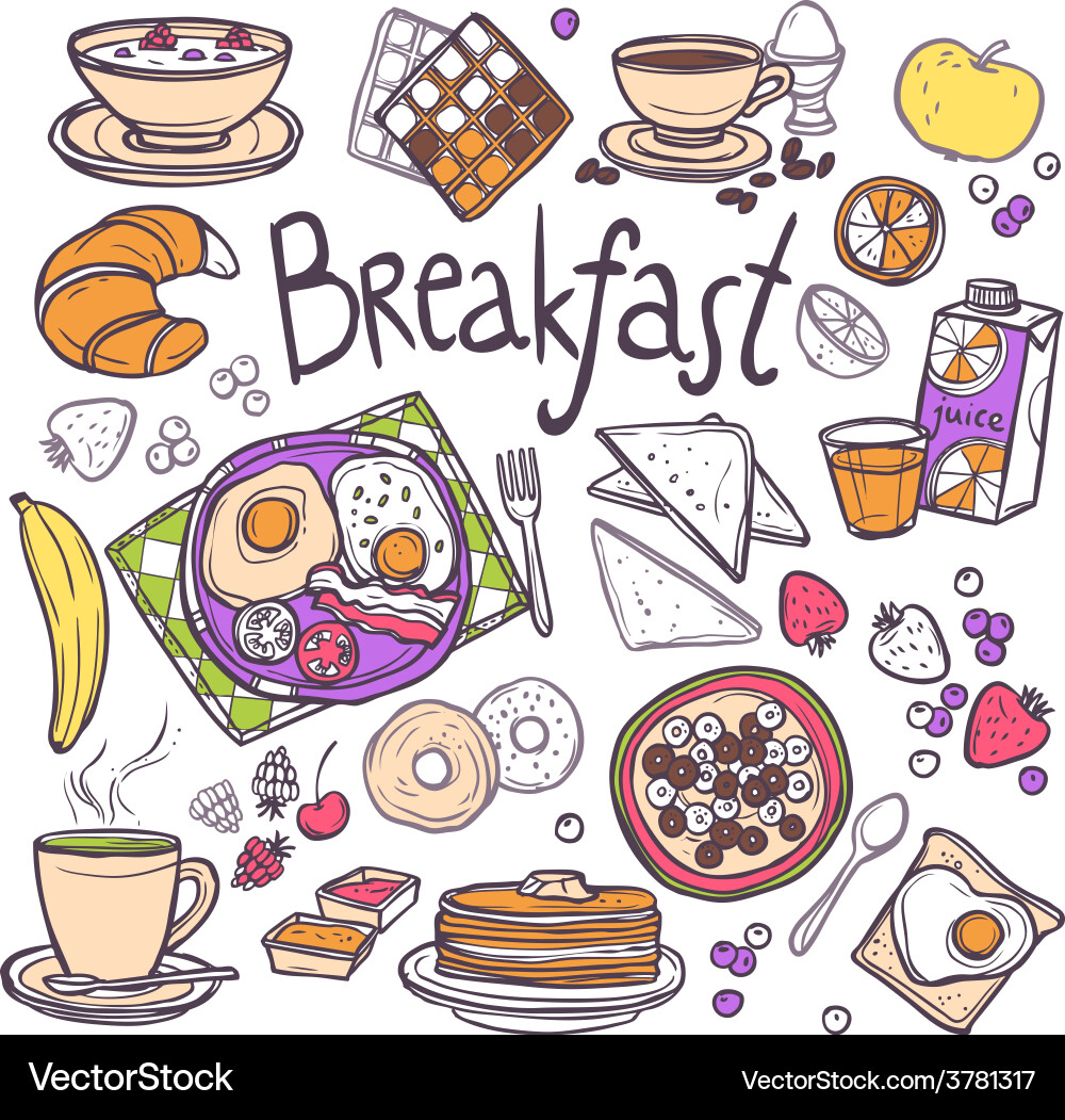Breakfast Icons Set Royalty Free Vector Image - VectorStock