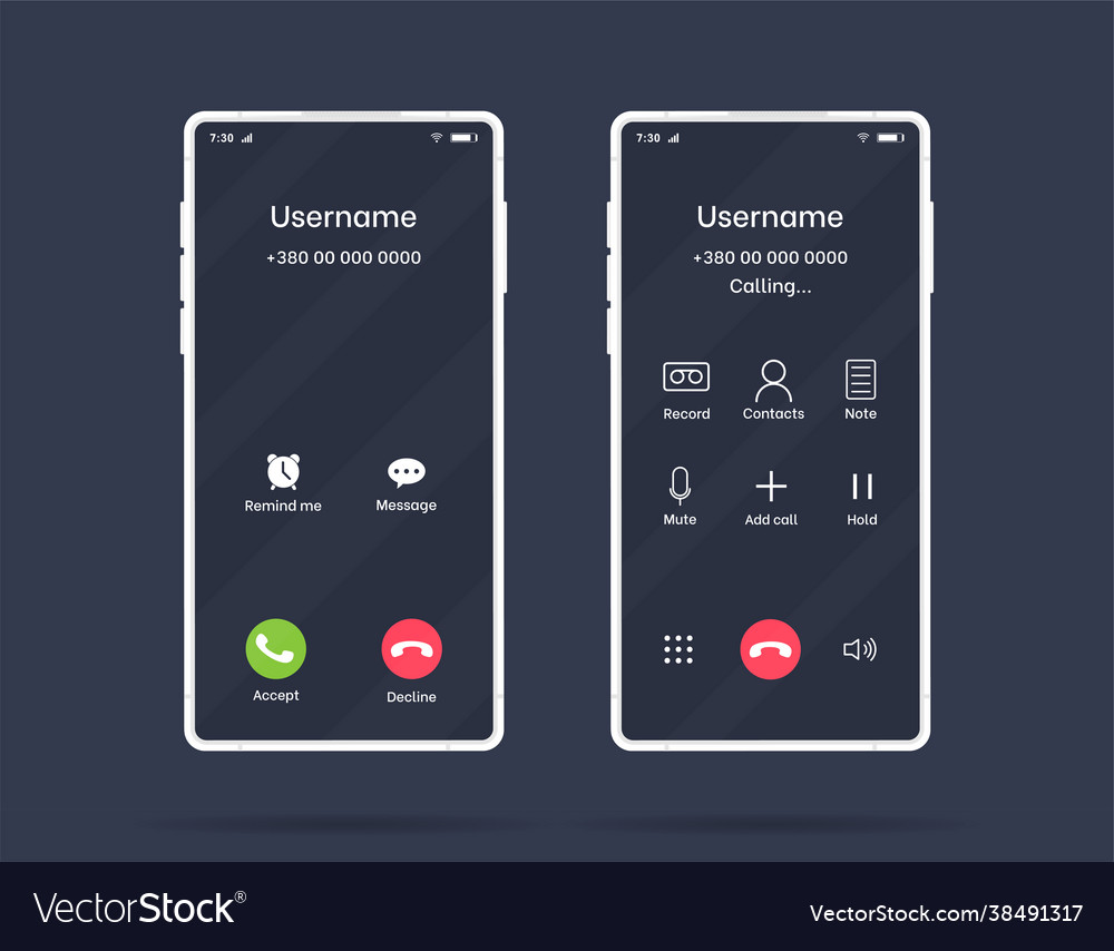 Call screen smartphone interface template Vector Image