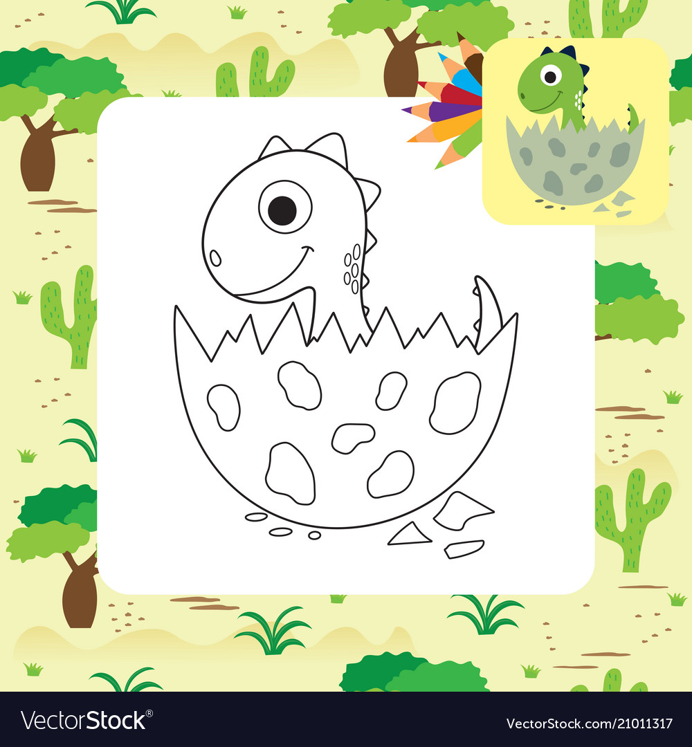 Cute Dino Coloring Book Royalty Free Vector Image 1420