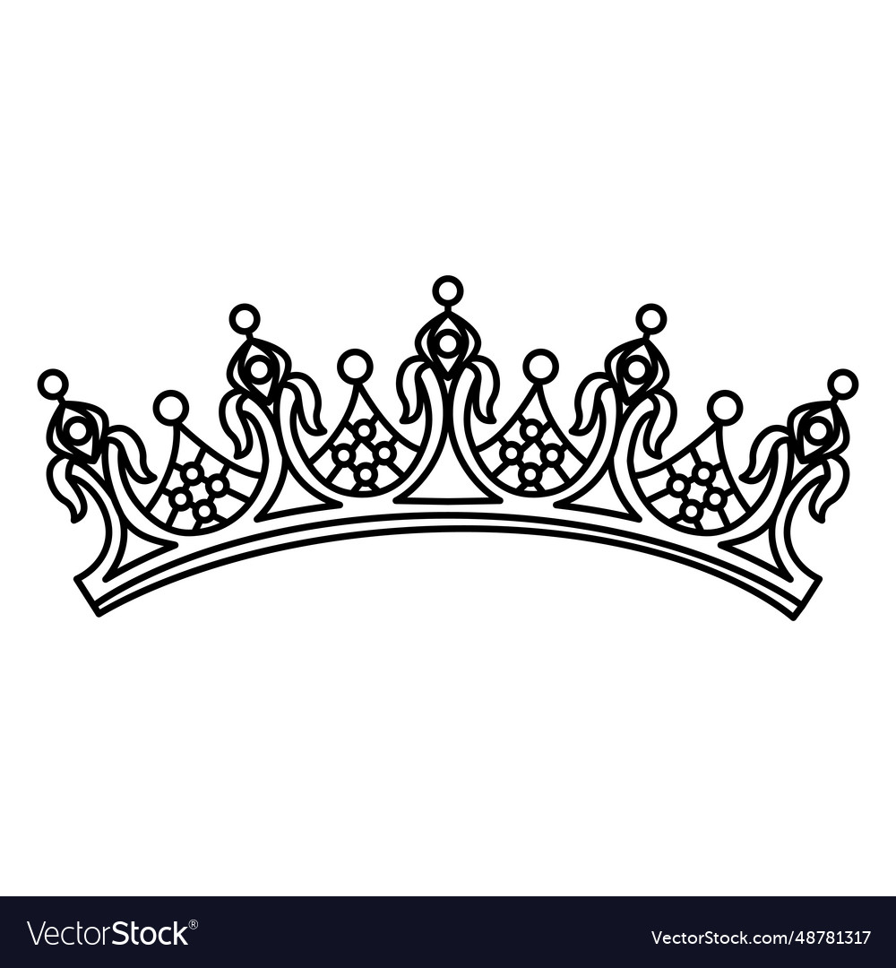 Detailed ornamented stroke crown Royalty Free Vector Image