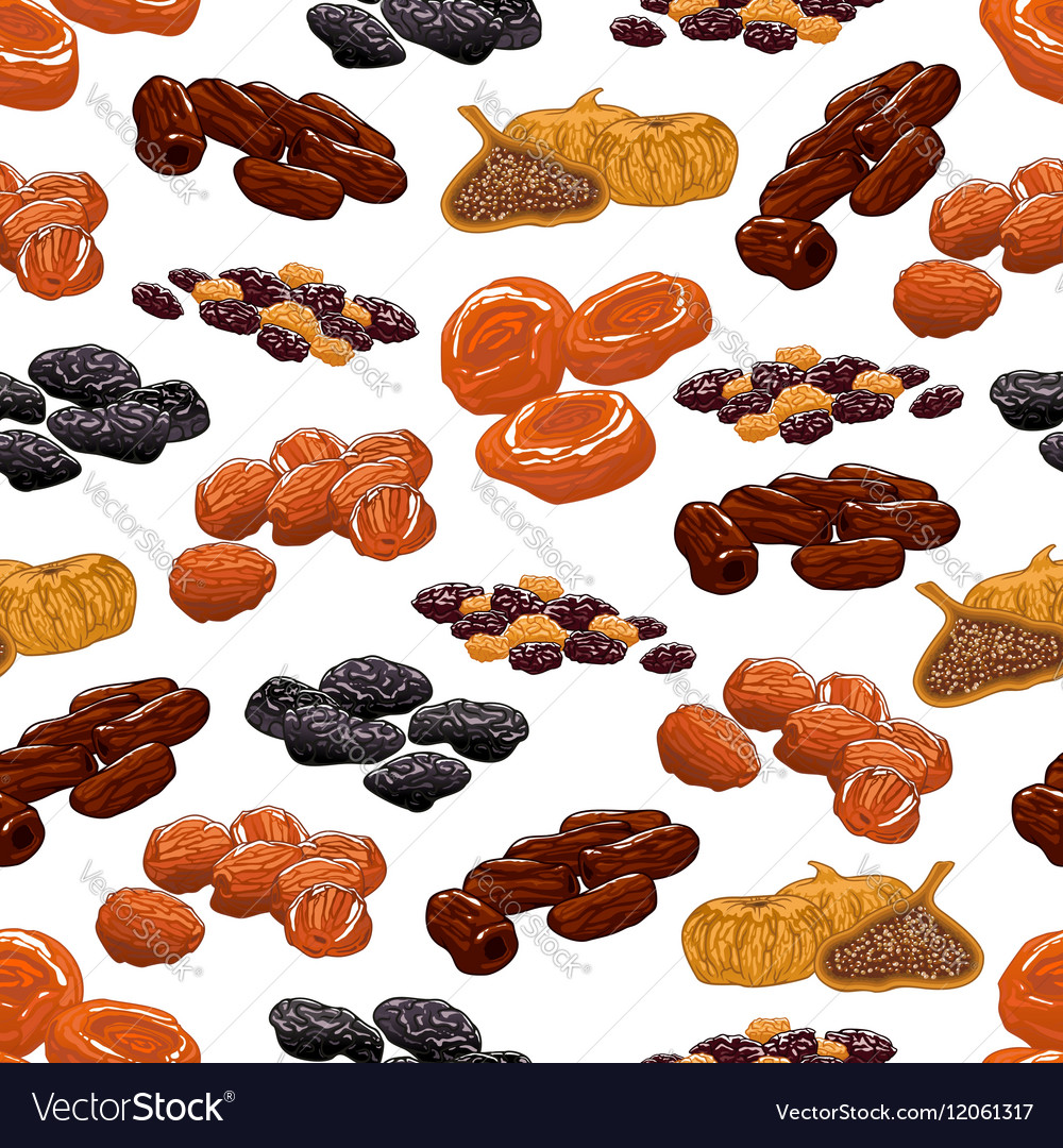 Dried fruit seamless pattern background Royalty Free Vector
