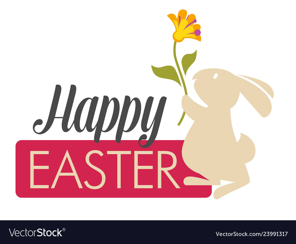 Happy easter religious holiday white bunny with Vector Image