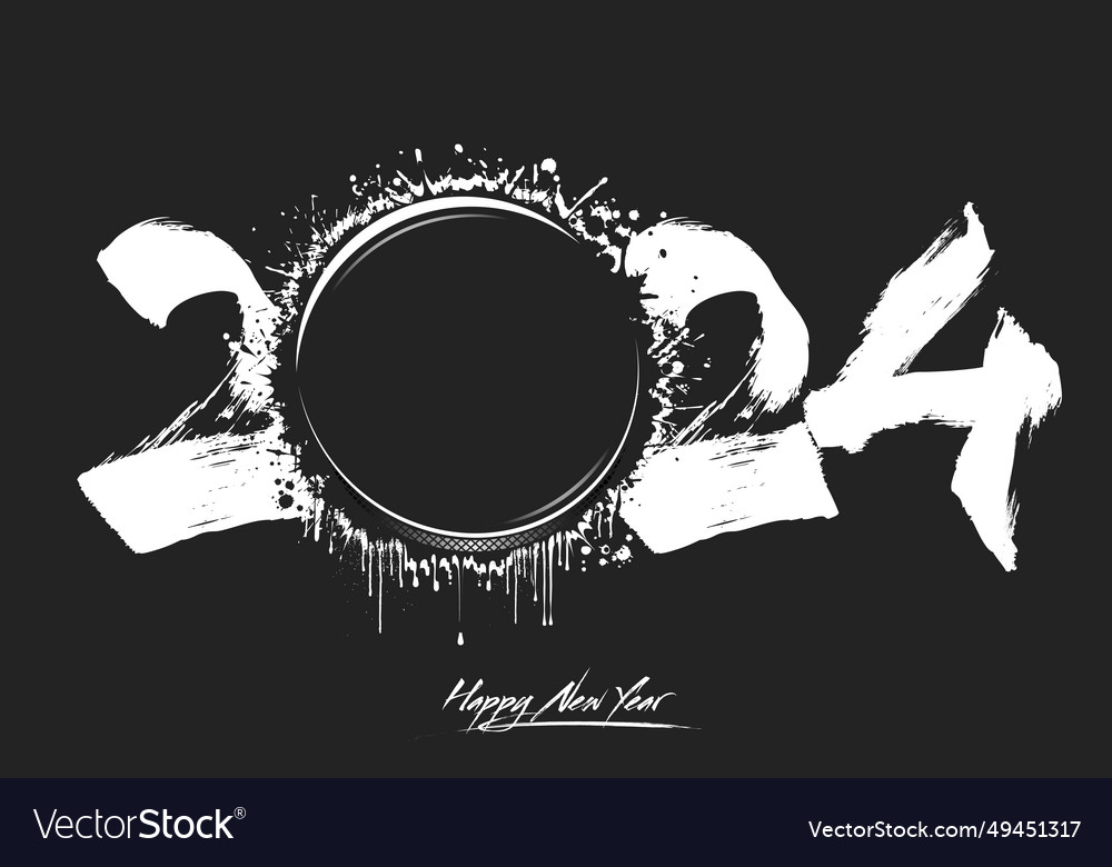 Happy New Year 2024 And Hockey Puck Royalty Free Vector   Happy New Year 2024 And Hockey Puck Vector 49451317 