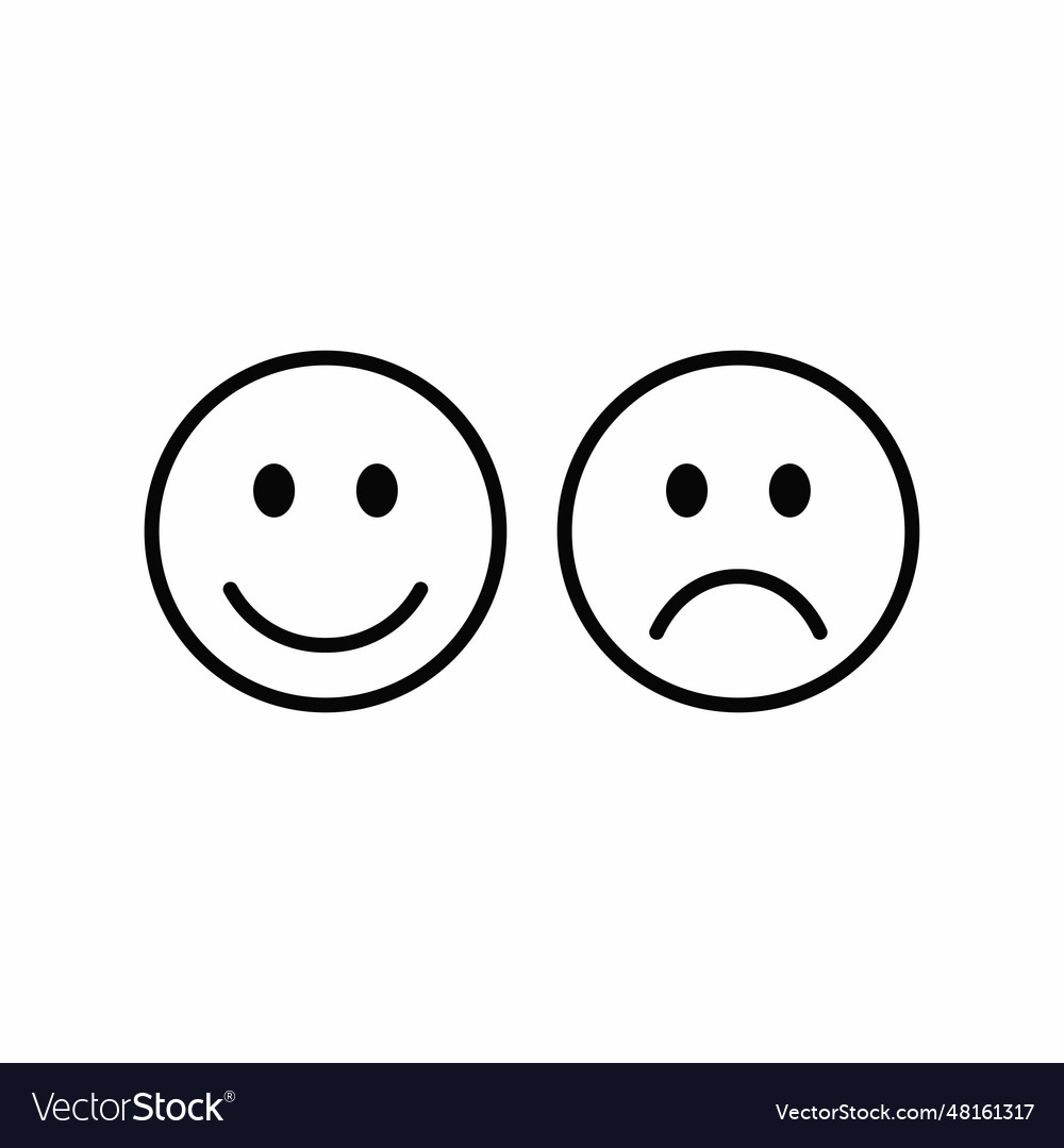 Happy smile and sad unhappy face icon Royalty Free Vector