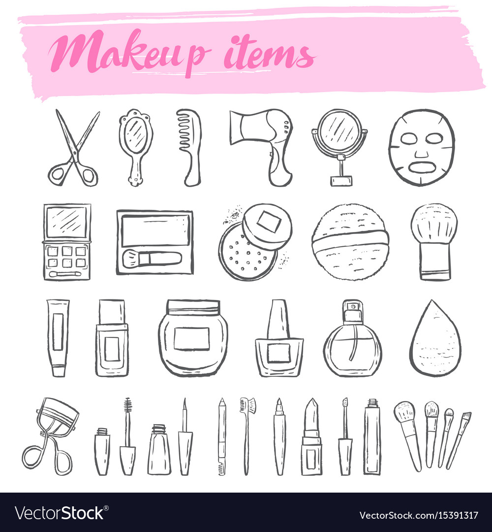 Sketch set of makeup products - Stock Illustration [45241512] - PIXTA