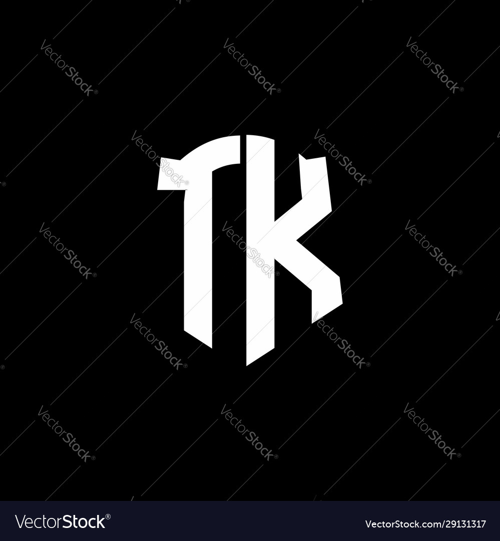 Tk monogram letter logo ribbon with shield style Vector Image