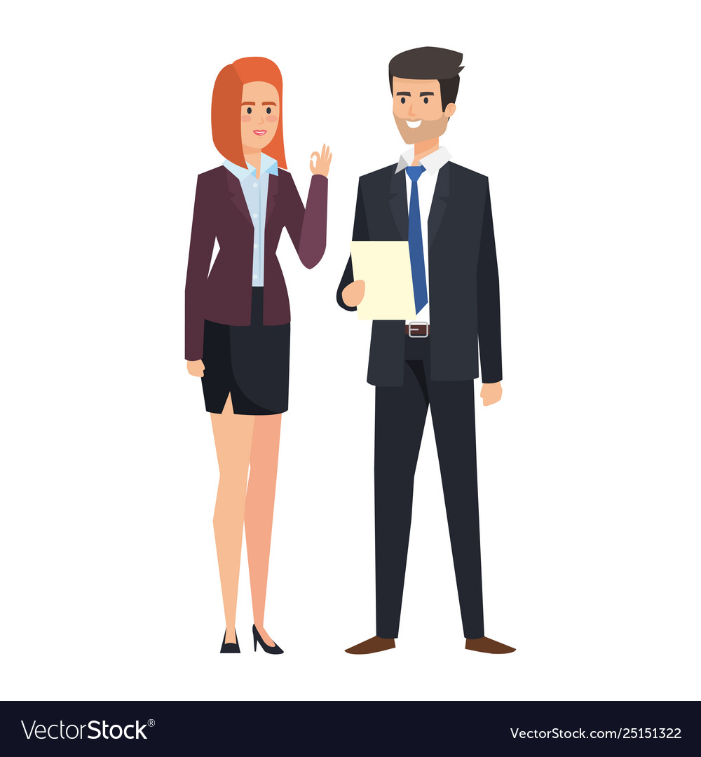 Business couple with documents Royalty Free Vector Image