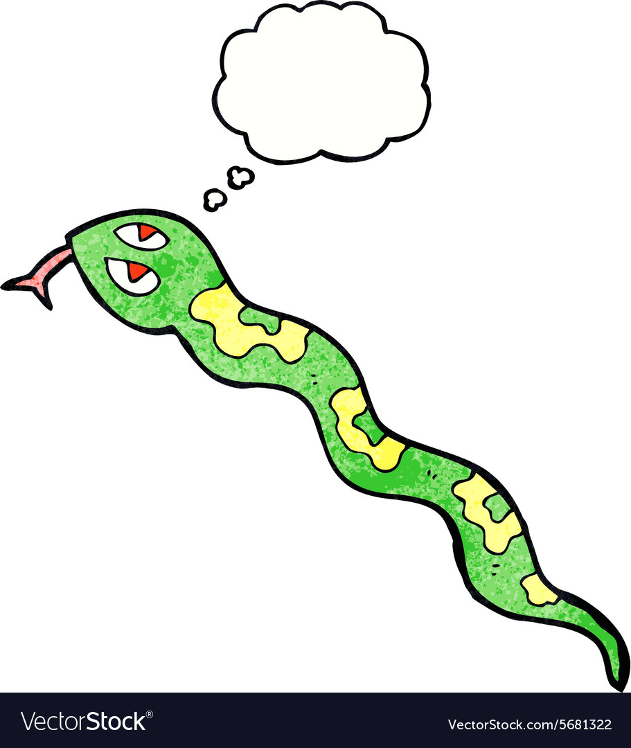 Cartoon hissing snake with thought bubble Vector Image Cartoon hissing snake with thought bubble Vector Image