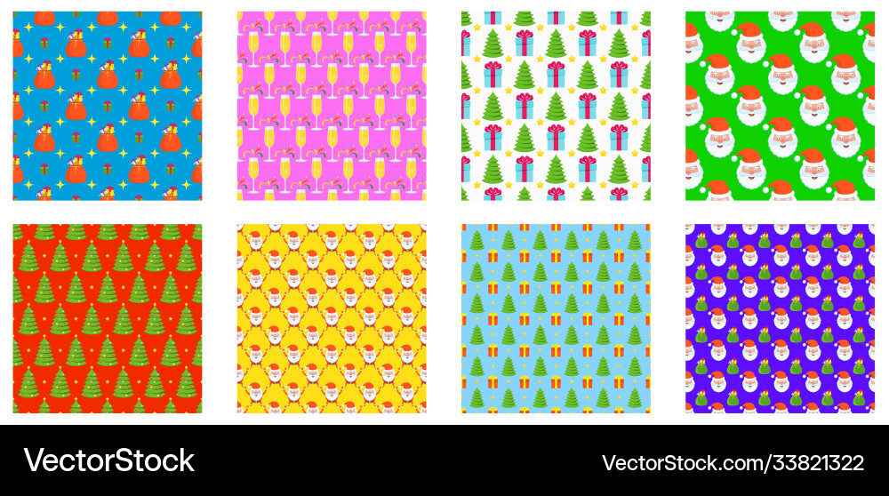 Christmas seamless patterns set collection Vector Image