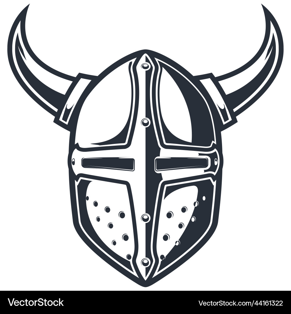 Horned crusader helmet knight headpiece Royalty Free Vector