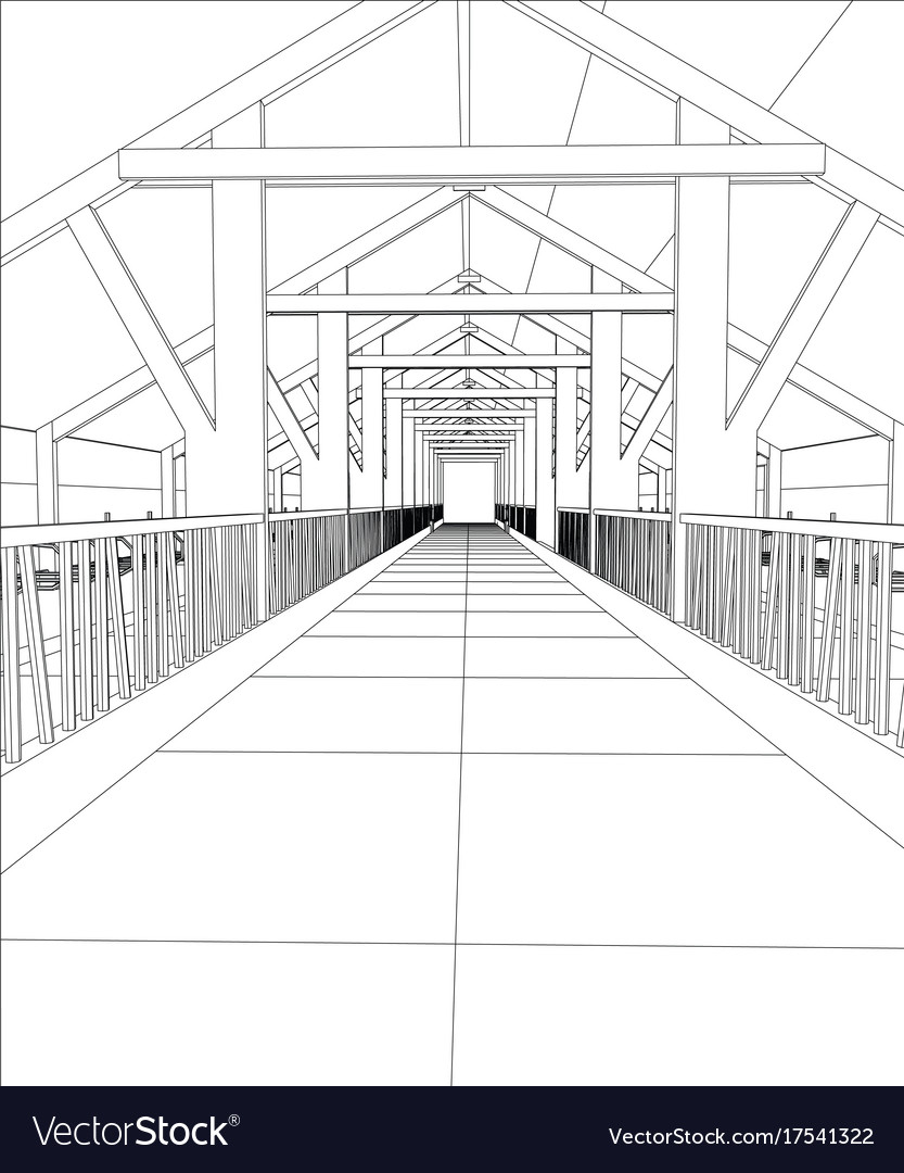 industrial building wireframe for abstract vector image