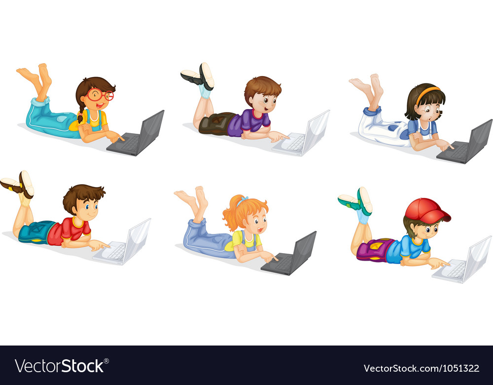 Laptops and Kids Royalty Free Vector Image - VectorStock