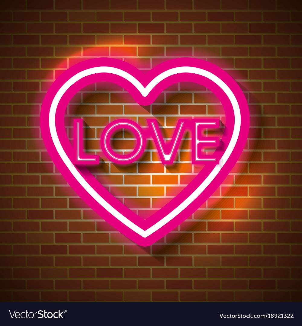 Love poster with neon lights Royalty Free Vector Image