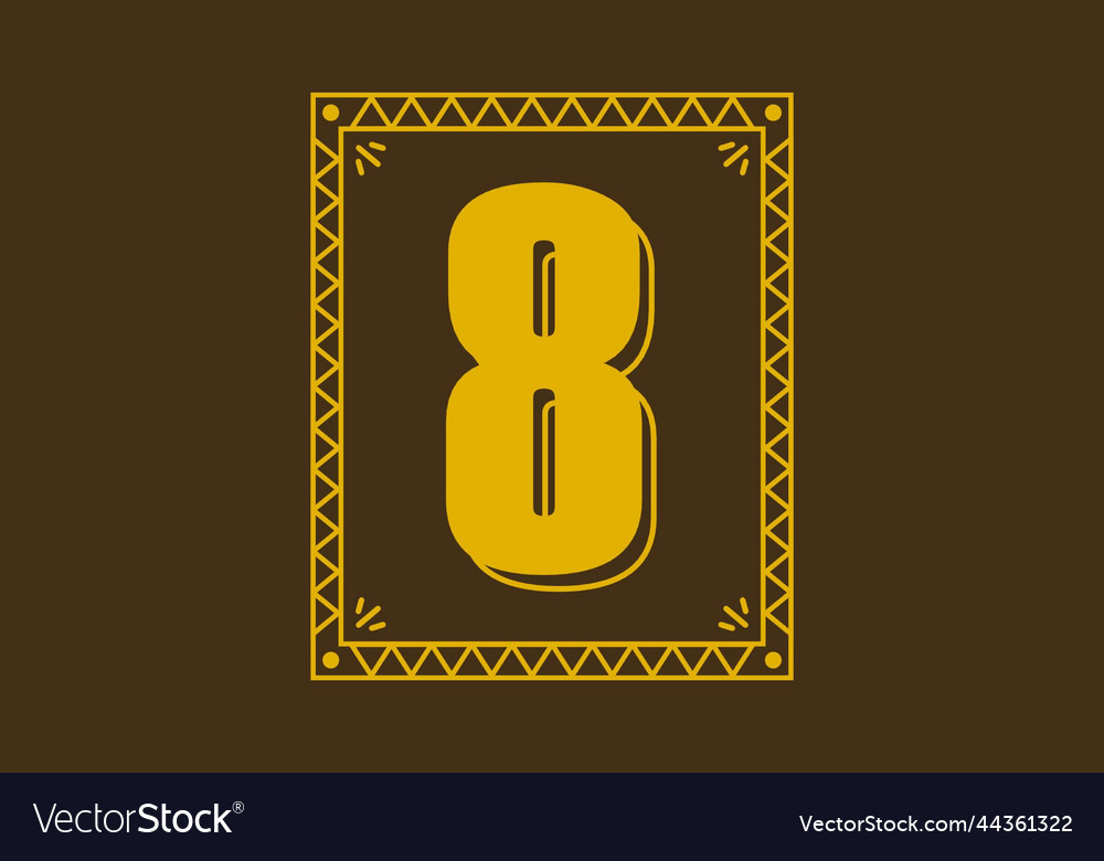 Number 8 in retro rectangle frame Royalty Free Vector Image