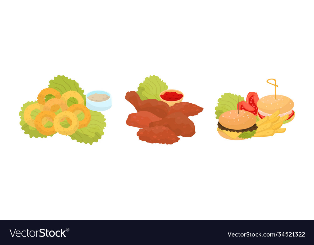 Snacks and starters as food catering set Vector Image