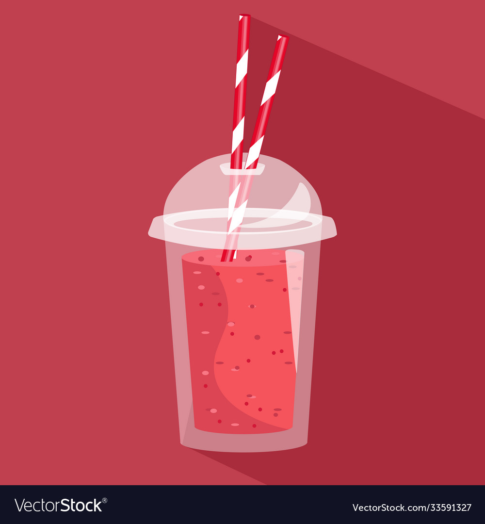 Cartoon smoothie in a transparent plastic glass Vector Image