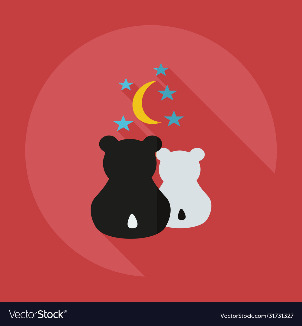 Flat modern design with shadow icons panda love