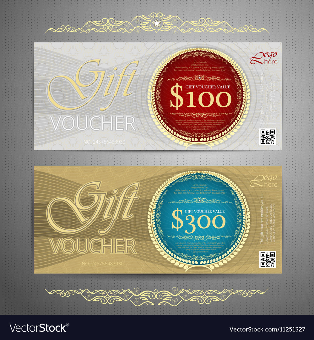 Gift voucher template with colorful patterncute