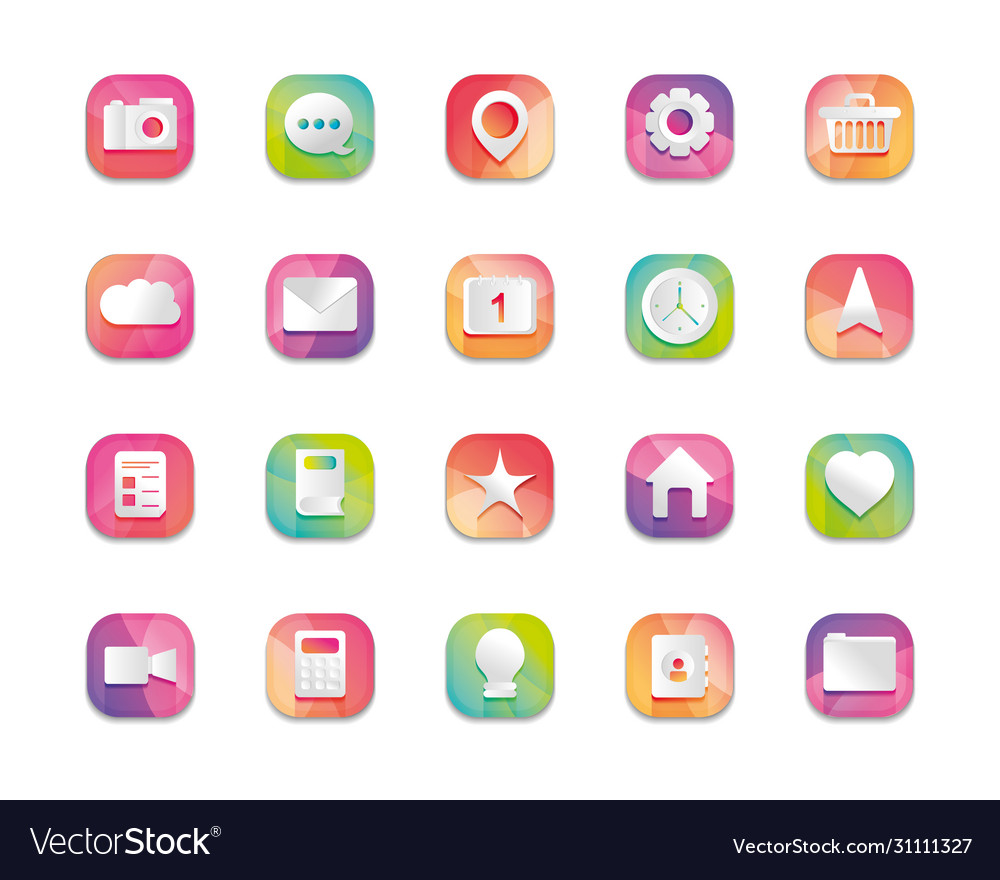 Mobile app buttons icon set detailed design Vector Image