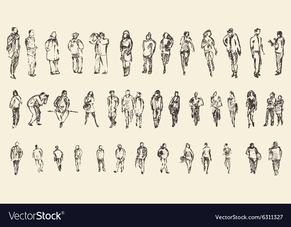 People sketch hand drawing Royalty Free Vector Image