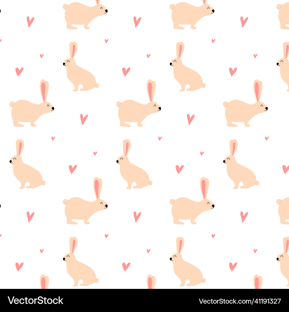 Template Rabbit Heart Seamless pattern with rabbit hearts Royalty Free Vector