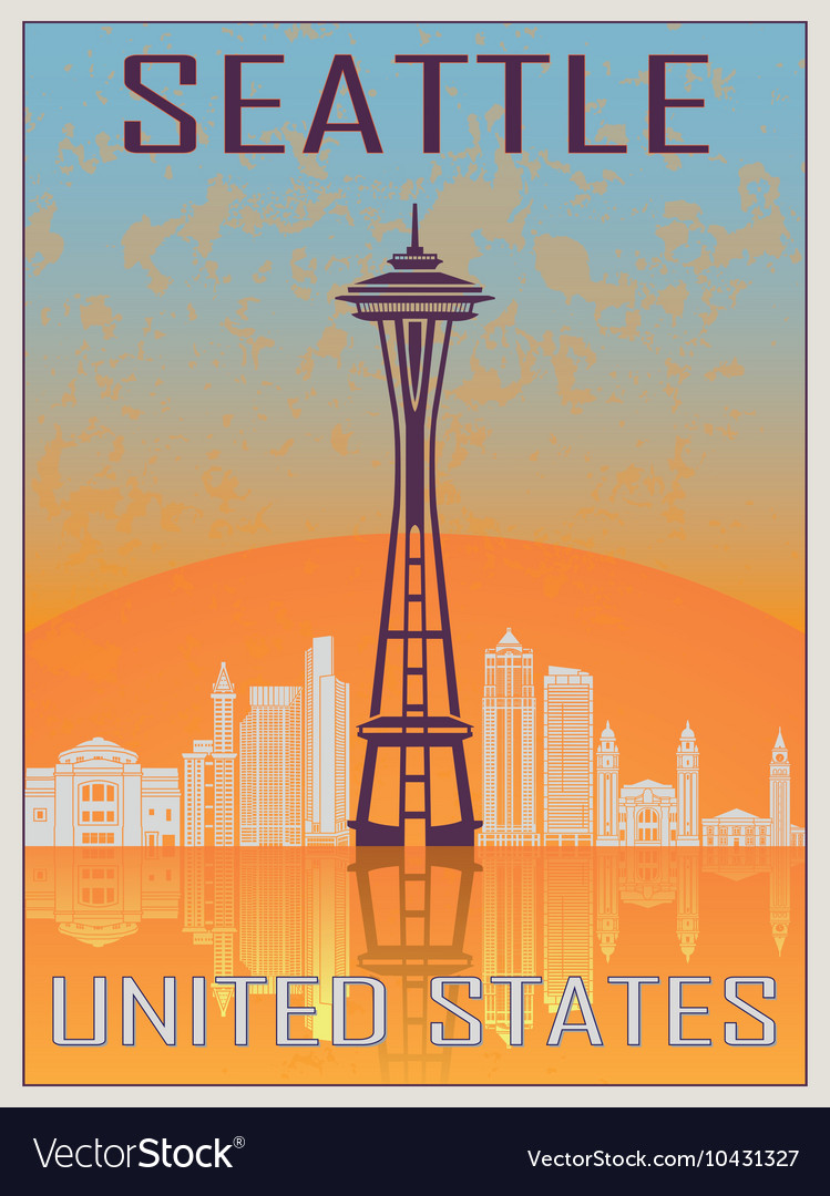 Seattle vintage poster Royalty Free Vector Image