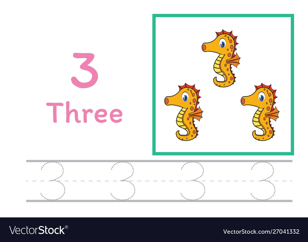 number tracing and writing tracing worksheet vector image