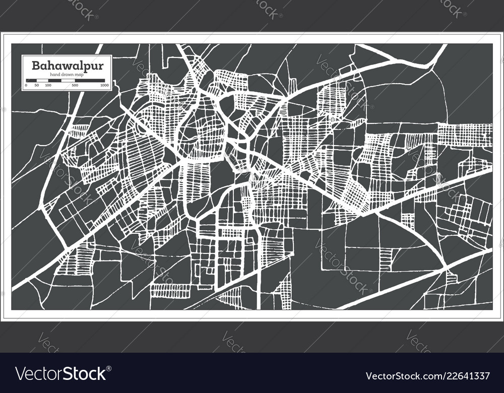 Bahawalpur pakistan city map in retro style Vector Image