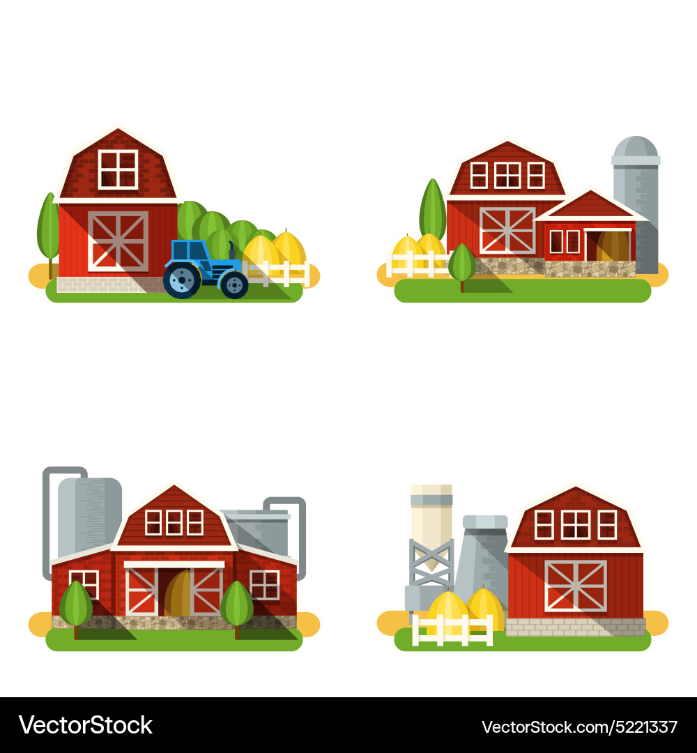 Farm flat set Royalty Free Vector Image - VectorStock