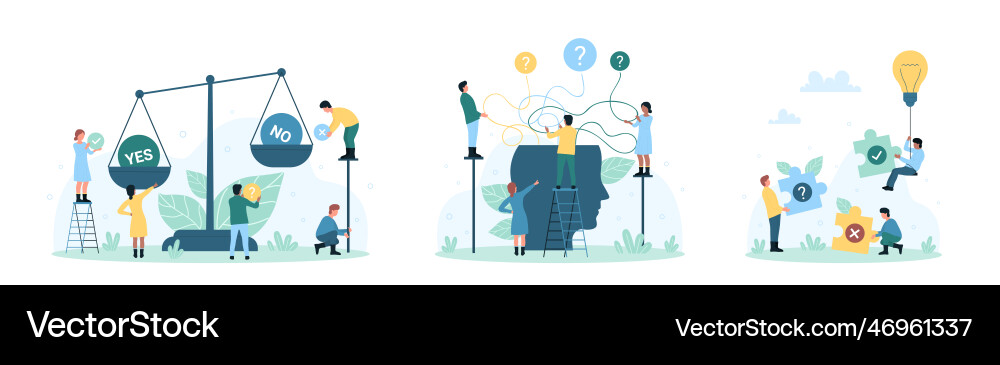 Making decision set tiny people compare risk Vector Image
