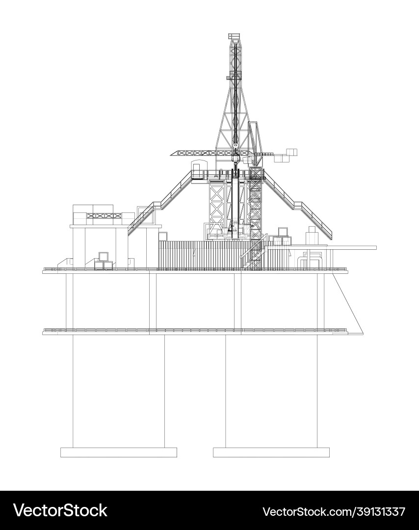 Offshore oil rig rendering of 3d Royalty Free Vector Image