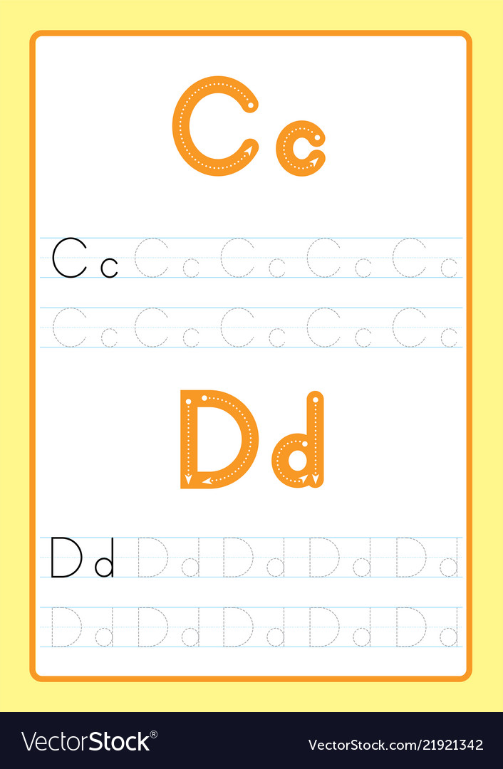 alphabet letters tracing worksheet royalty free vector image