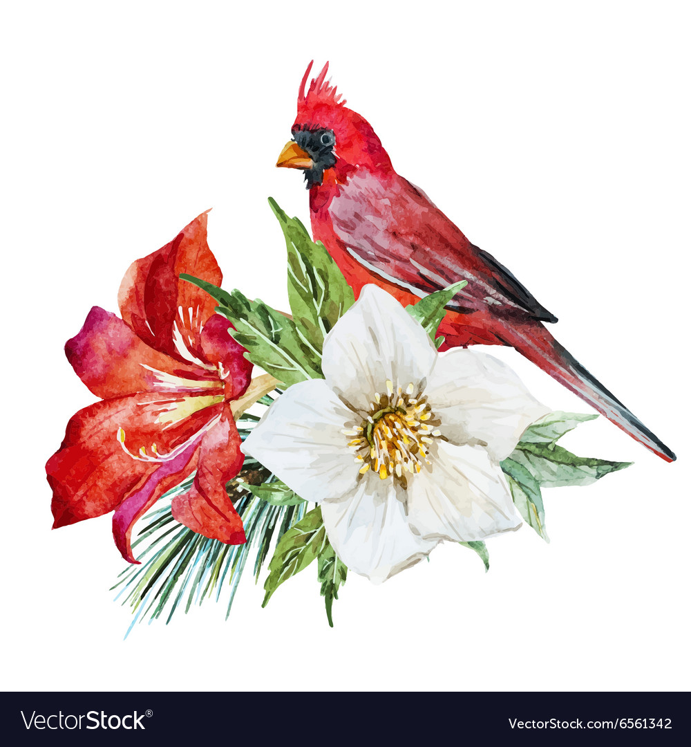 Flowers with bird Royalty Free Vector Image - VectorStock