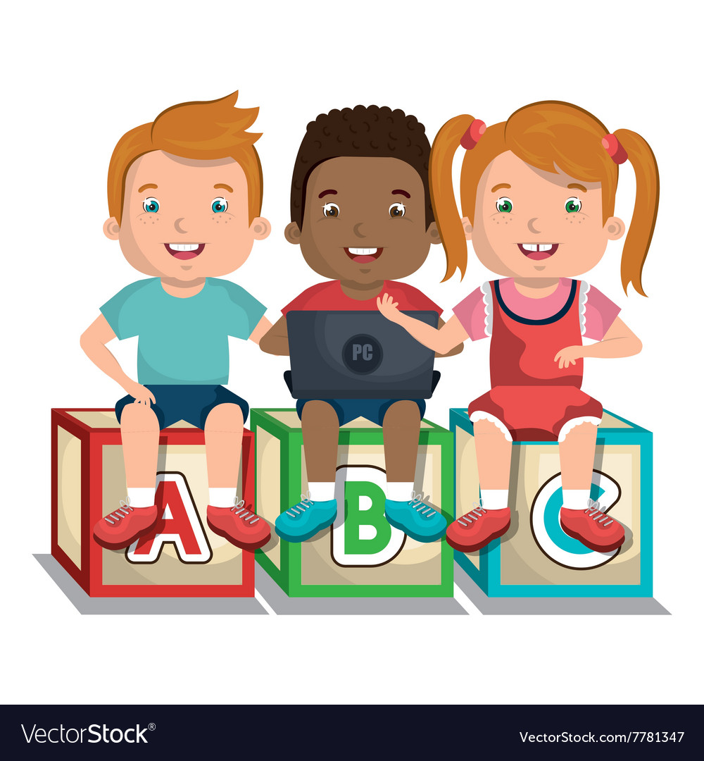 Children using computer design Royalty Free Vector Image