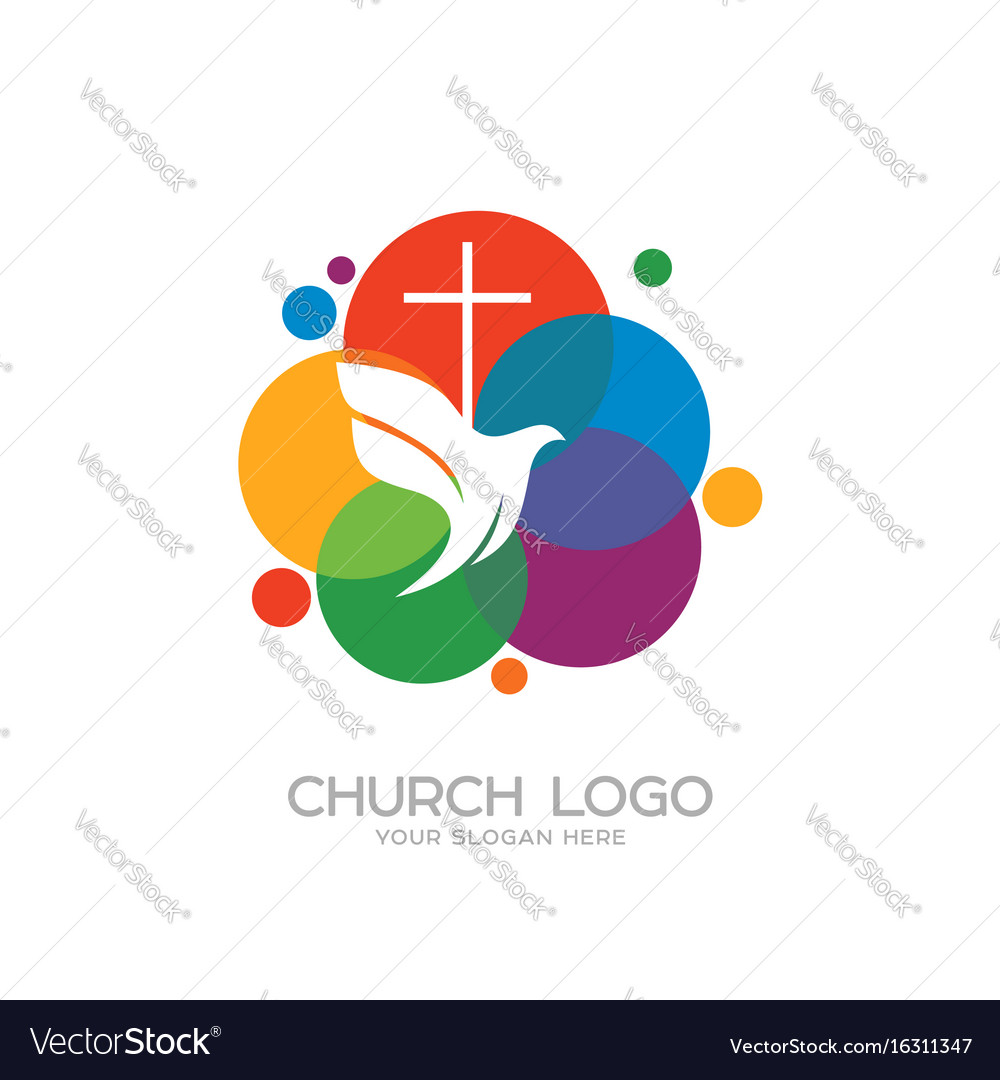 Church logo and christian symbols Royalty Free Vector Image