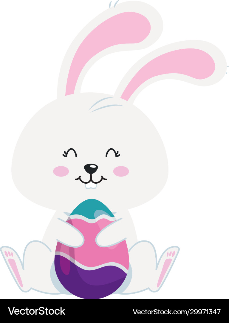 Cute rabbit with egg easter isolated icon Vector Image