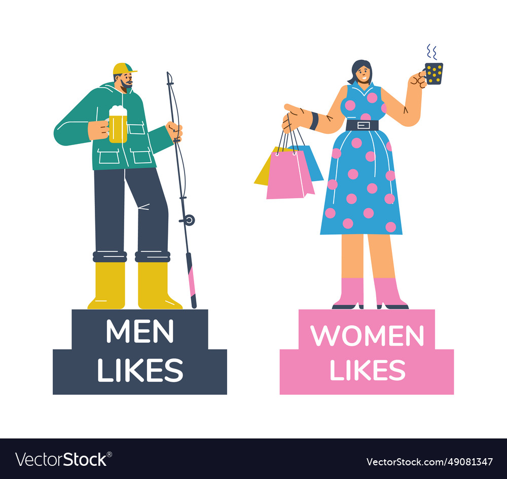 Man in woman standing on podiums flat style Vector Image