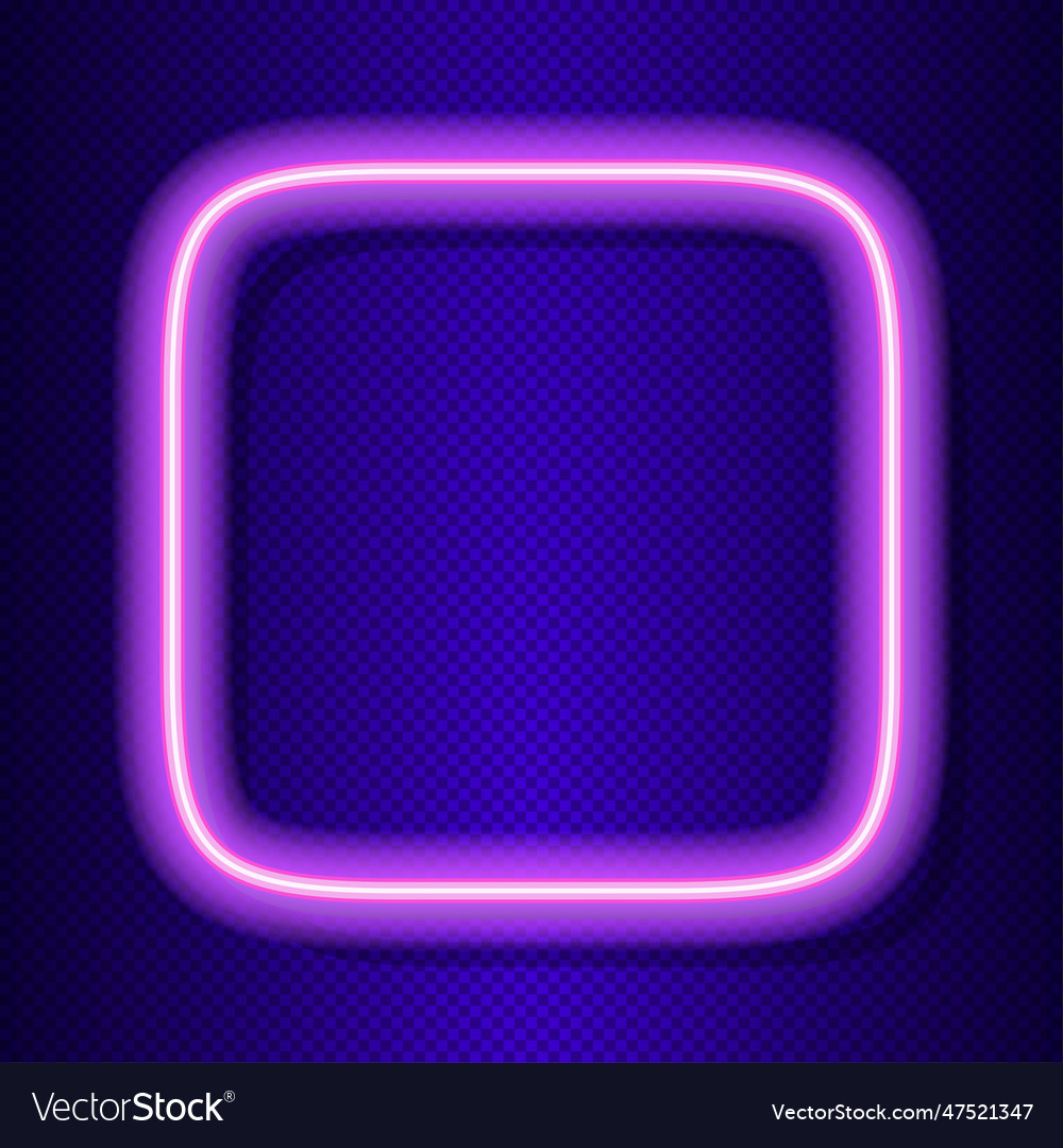 Neon square frame on transparent background Vector Image