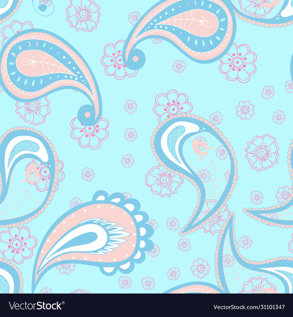 Pink floral india seamless pattern Royalty Free Vector Image