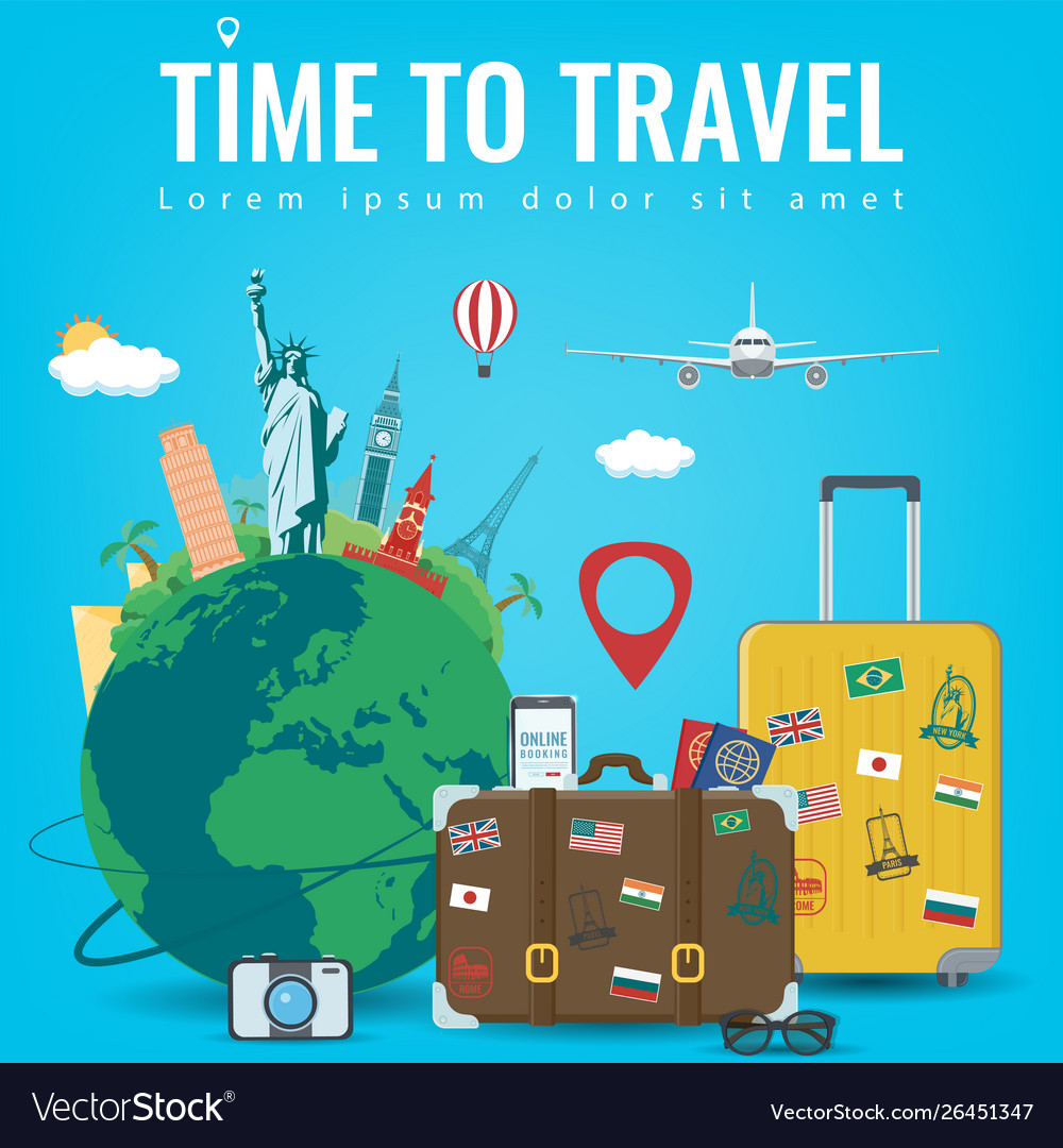 Travel composition with famous world landmarks Vector Image