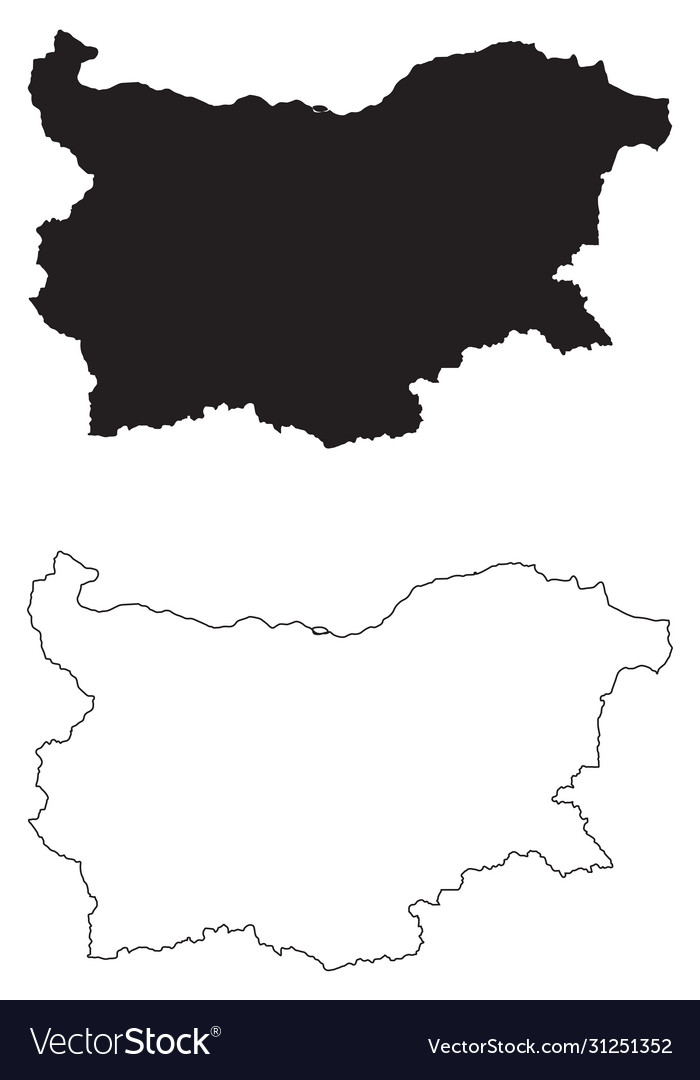 Bulgaria Country Map Black Silhouette And Outline Vector Image