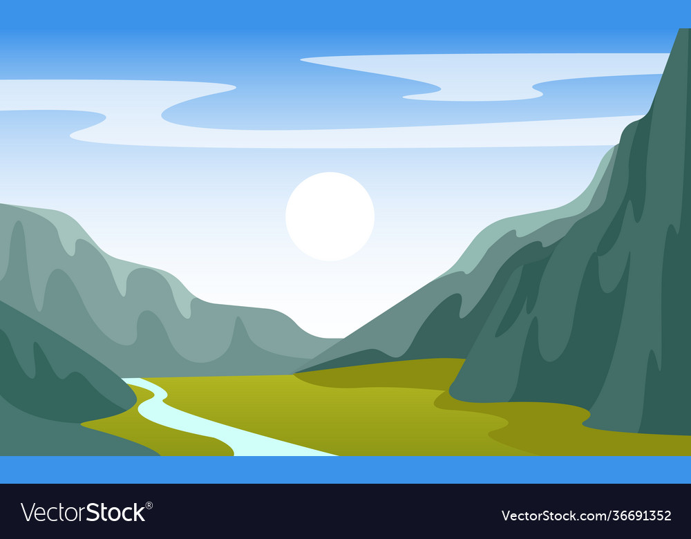 Cartoon field landscape summer meadows Royalty Free Vector