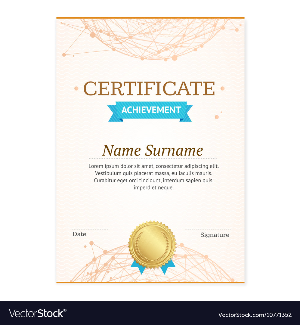 Certificate Vertical Template Royalty Free Vector Image