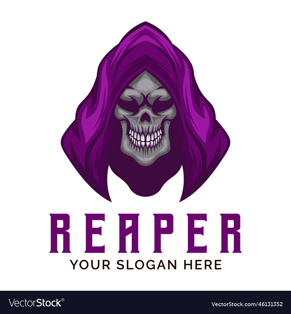 Reaper Head Mascot Logo Illustration Template Stock Vector