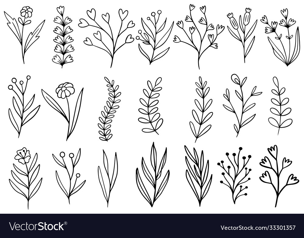 0073 hand drawn flowers doodle Royalty Free Vector Image