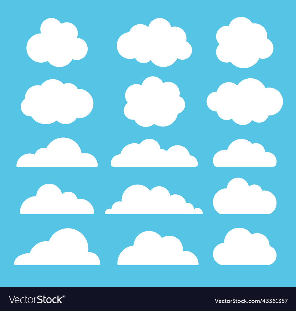 Cloud set isolated on blue background Royalty Free Vector